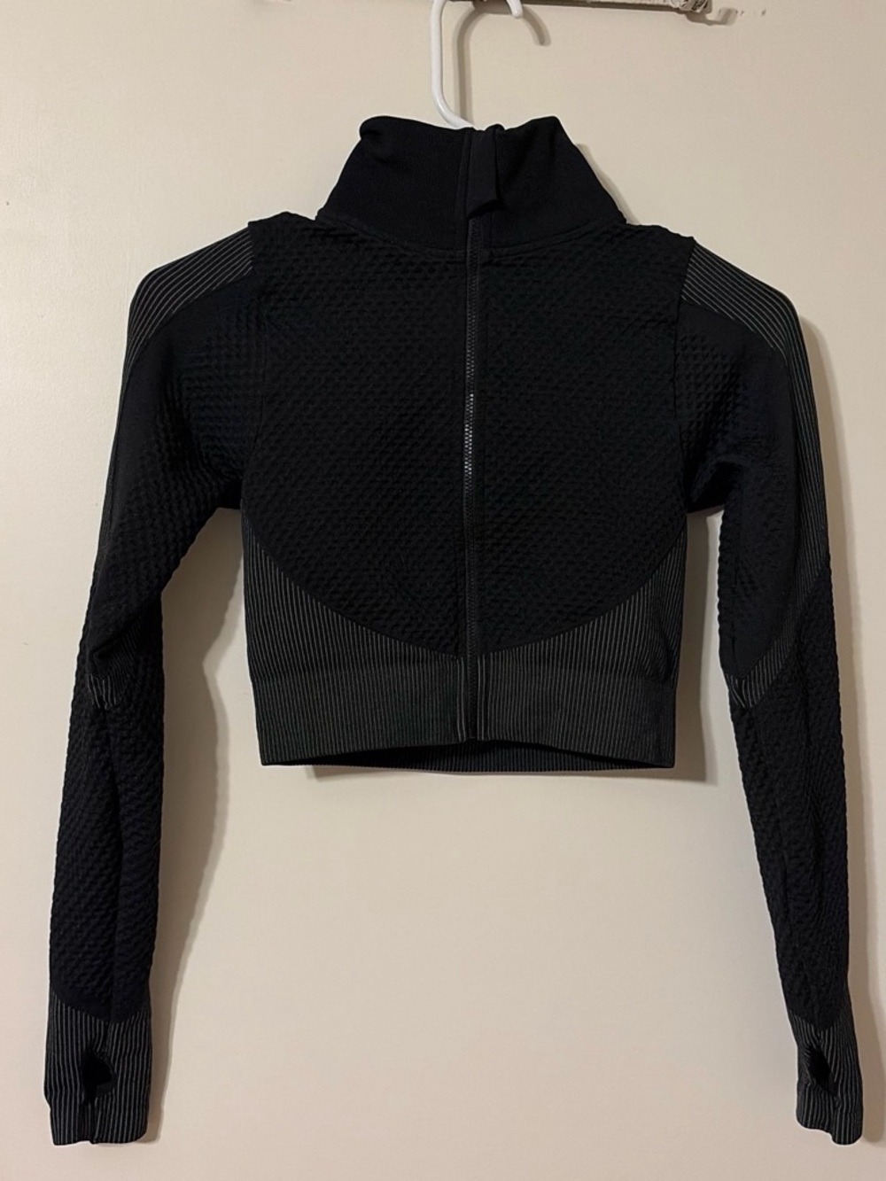 Black Women's Cropped Zip-Up Jacket